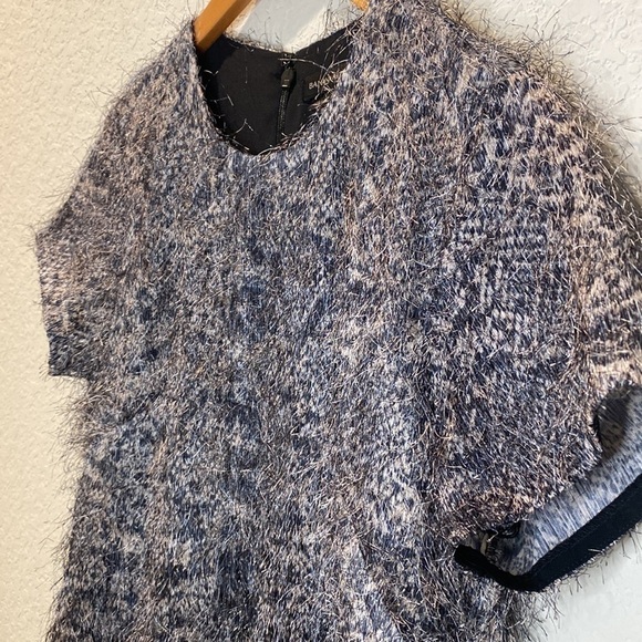 Banana Republic Gray Eyelash Fringe Snake-print Shift Dress - Size 4 - Picture 3 of 9